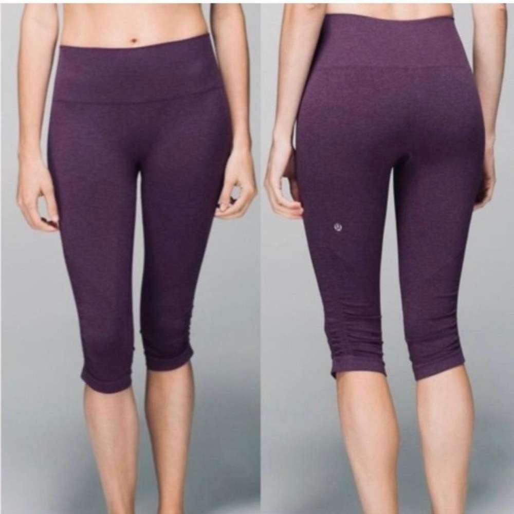 Lululemon In the Flow Crop II Legging Purple Black Cherry Size 4 Small